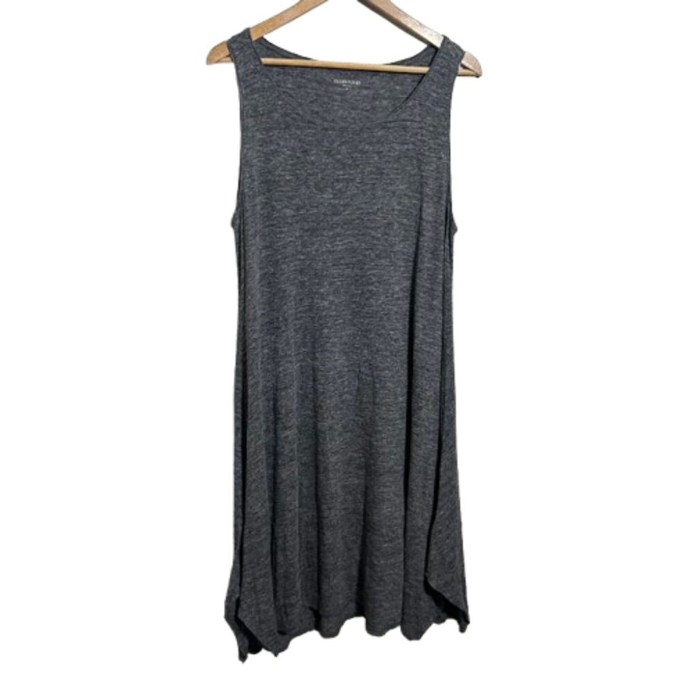 Eileen Fisher Organic Linen Tank Dress M Heathered Gray Sleeveless Knee Length